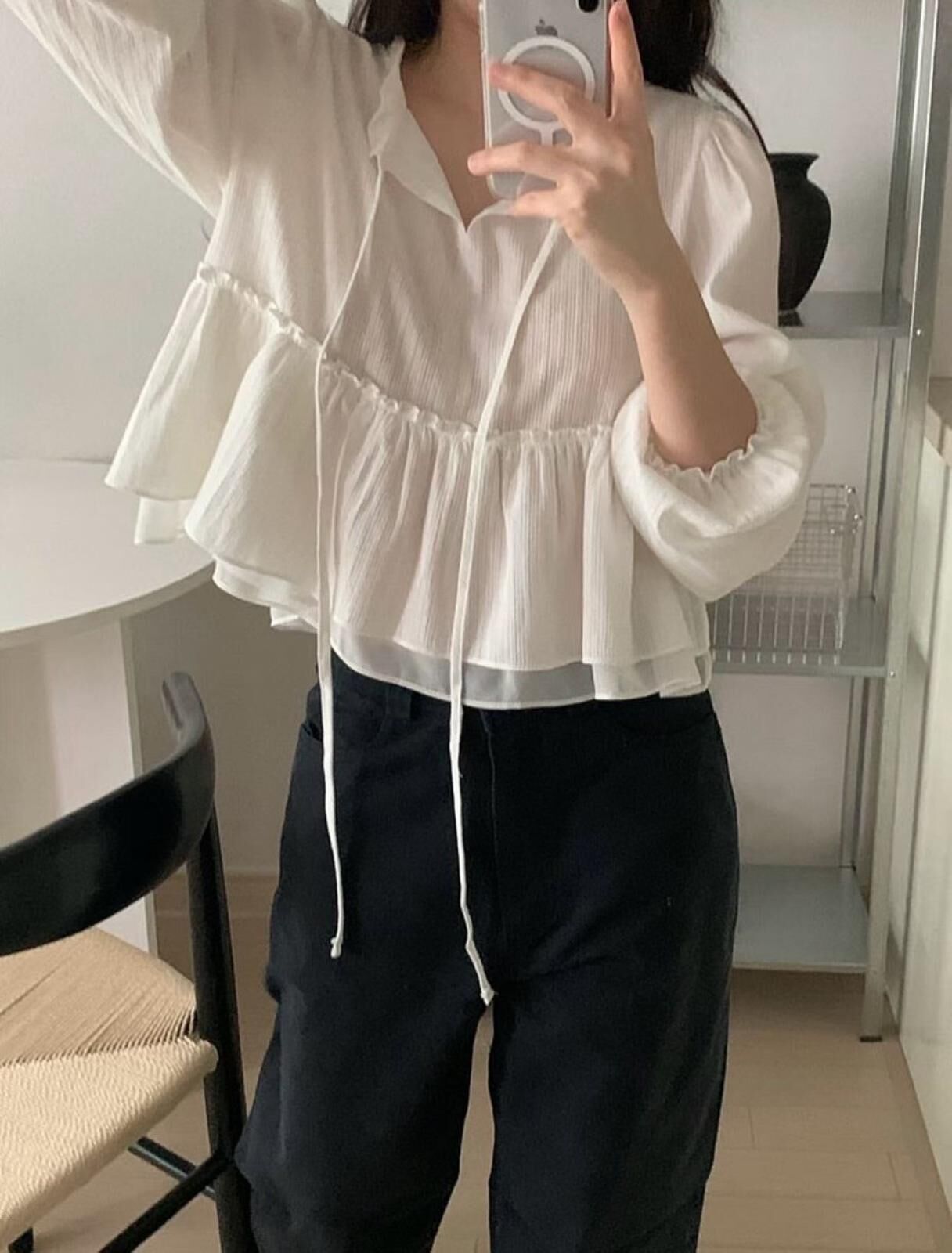 2 layered ruffle flowing blouse