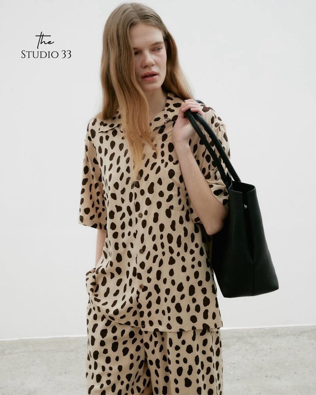 豹紋慵懶風格襯衫褲裝組(特價)