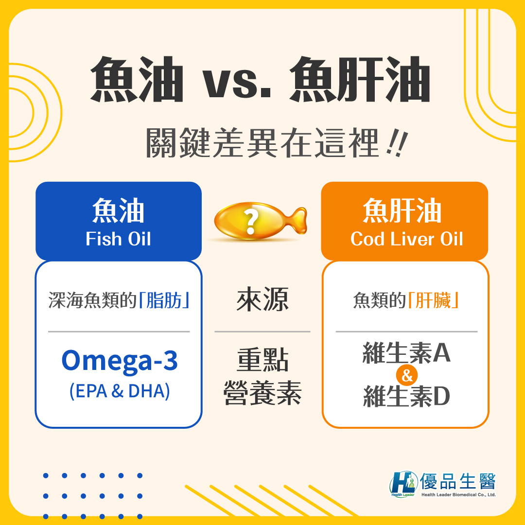 一張圖看懂魚油與魚肝油差異