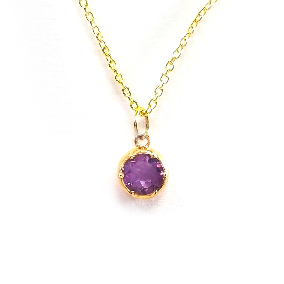 18K 白金原色紫晶石水泡吊墜