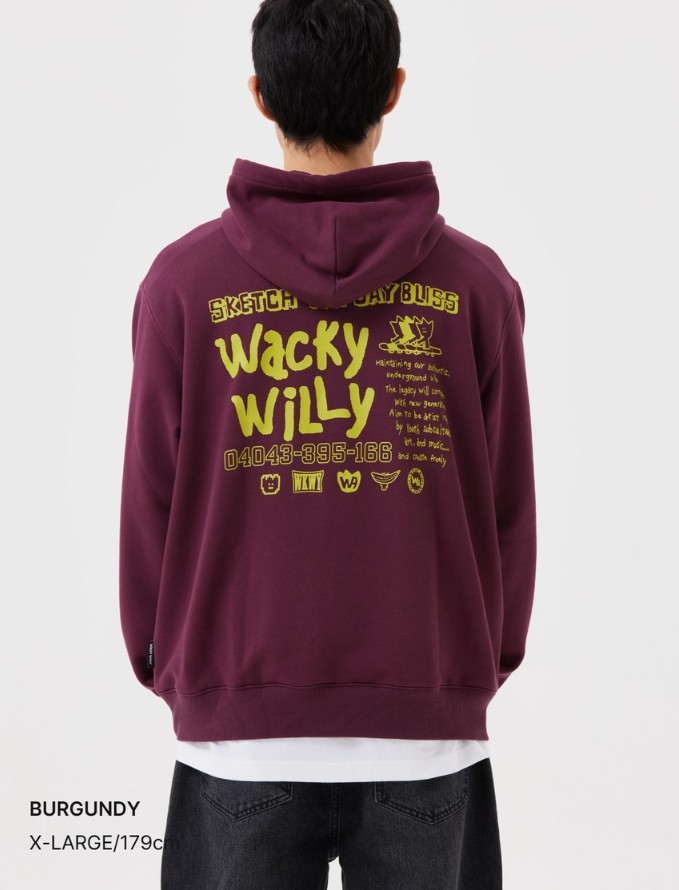【直播】WACKY WILLY LL0919551 文字款有帽衛衣