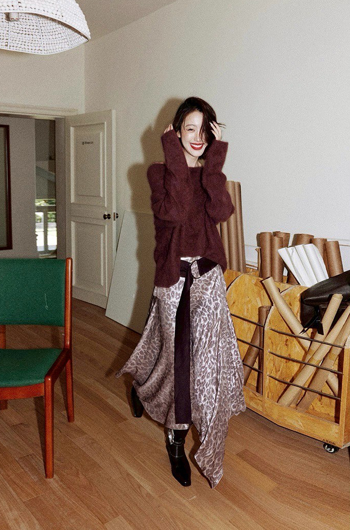 下擺不規則造型配色大小豹紋長裙-XS-L / 2色 (Elegant & Love)