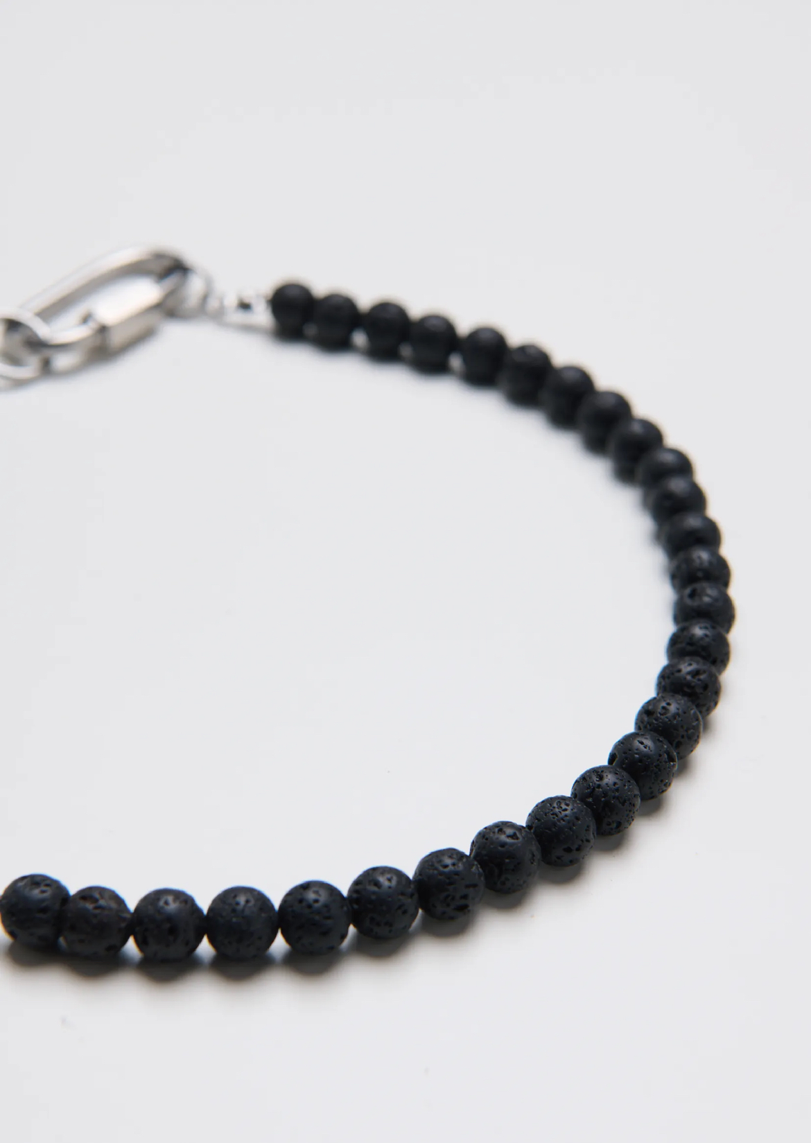 MP031 火山石圓珠拼接純鋼圈型鏈項鍊