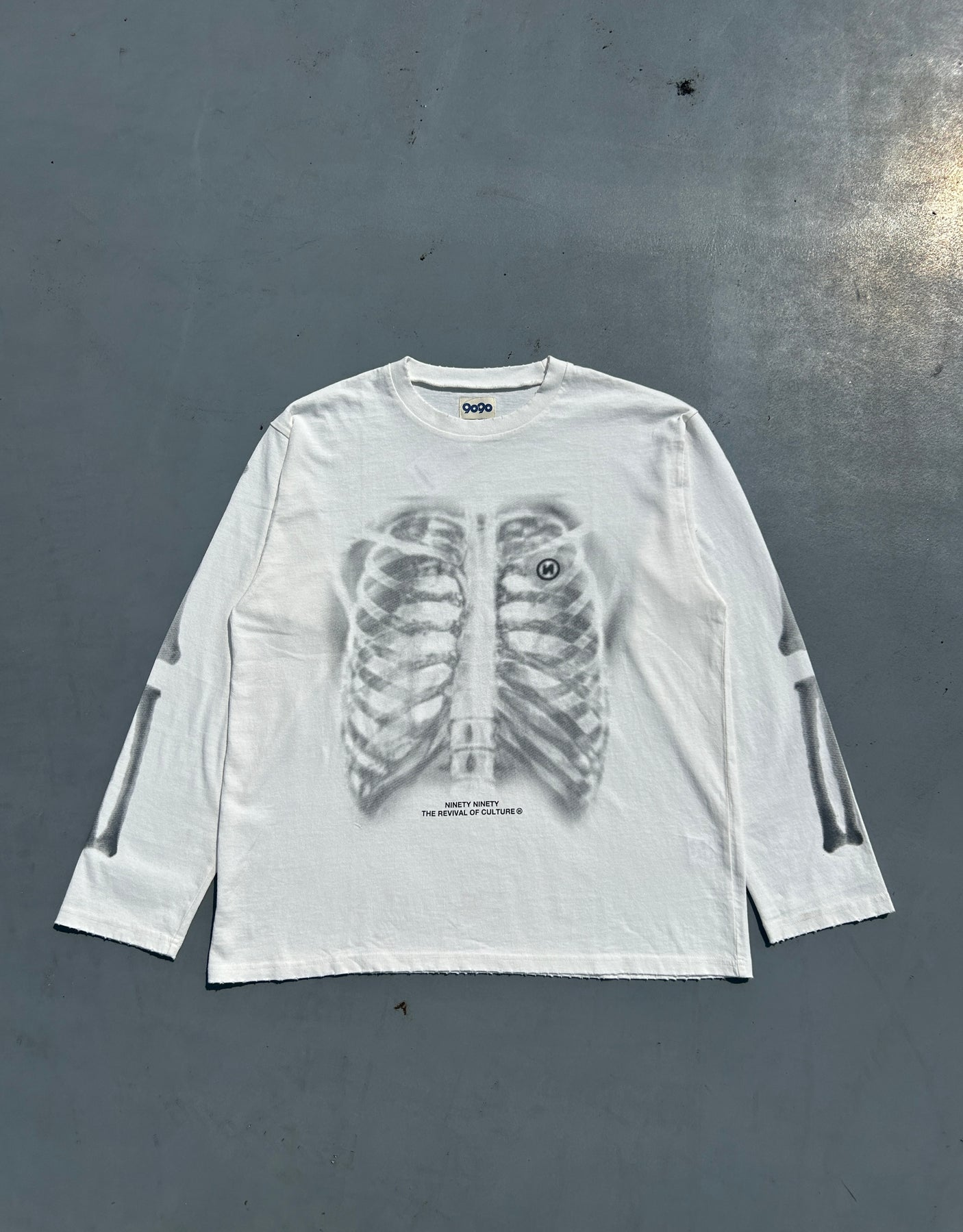 2025AW 9090 X-ray Bone Vintage L/S Tee 復古 水洗 骨頭 長T 現貨 NN2081