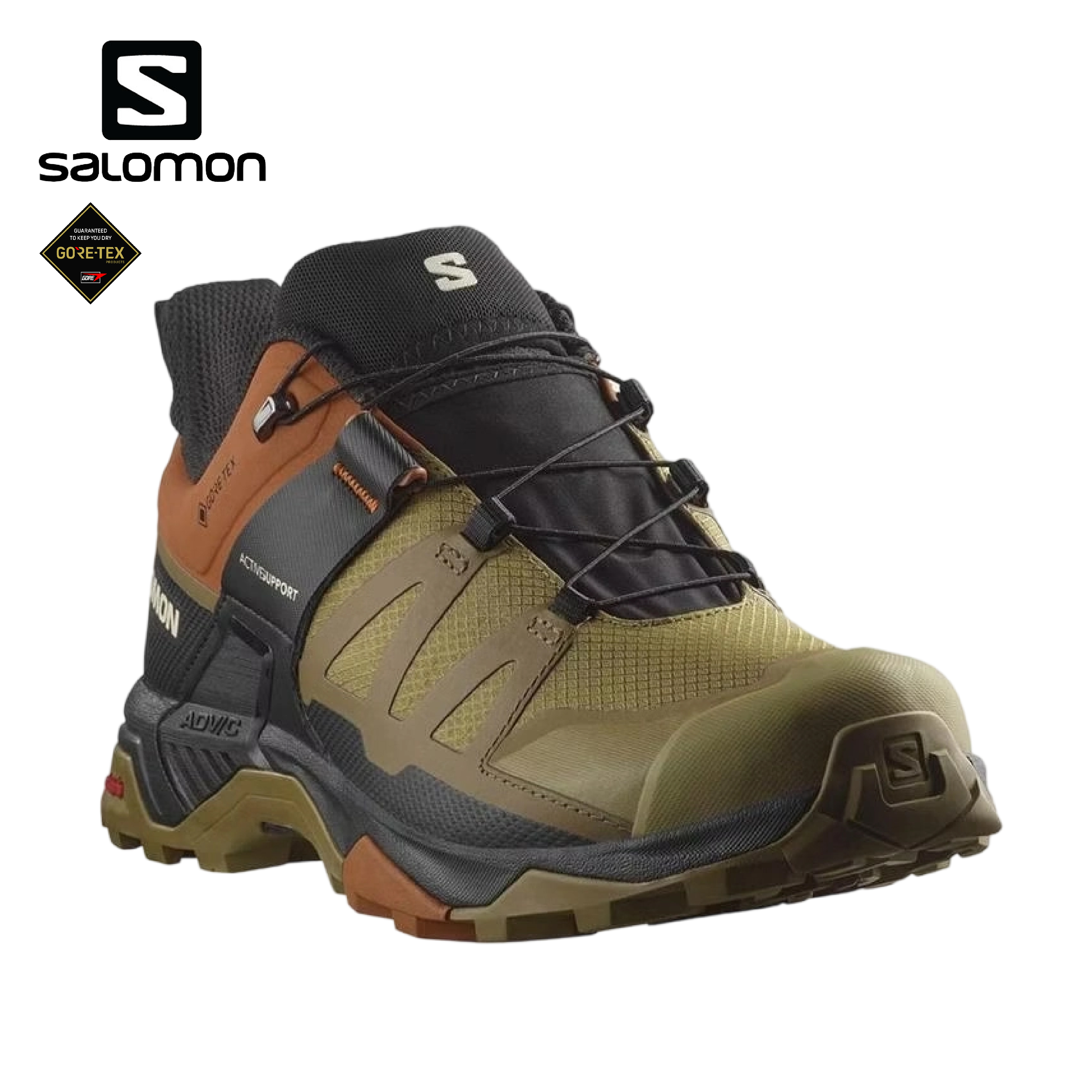 Salomon 法國 X ULTRA 4 GTX 低筒登山鞋 男款 (卡其棕色/焦糖色/褐黑色) 33SL476852