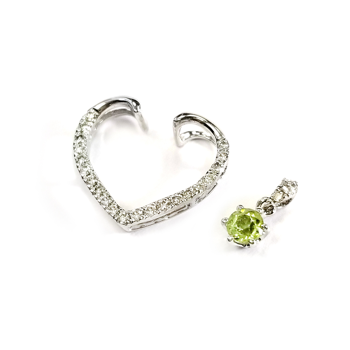 18K白金天然鑽石橄欖石頸鏈