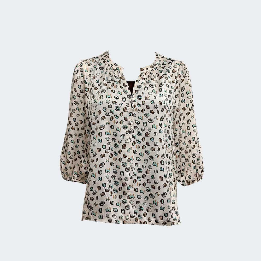 微豹紋甜甜圈印花七分袖上衣