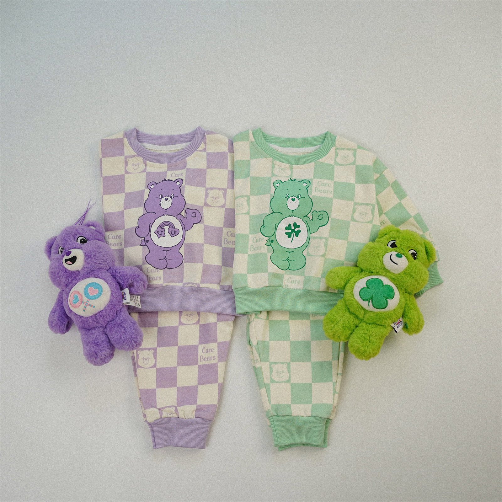 🐻𝐂𝐚𝐫𝐞 𝐁𝐞𝐚𝐫𝐬 Love Bears 四葉草/彩虹格仔熊衛衣套裝