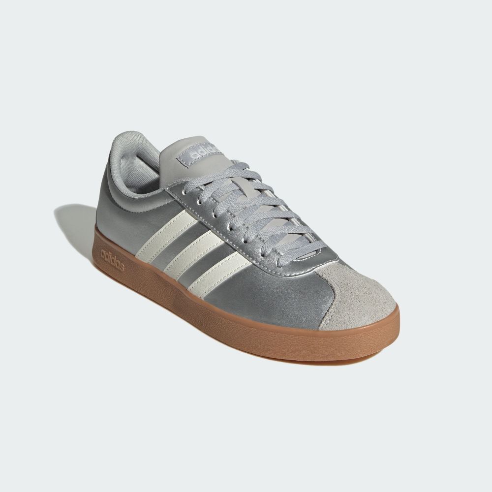 ADIDAS NEO VL COURT BASE 白銀 仿皮革 麂皮 焦糖底 平替版SAMBA 女鞋 JQ3048 / 預購