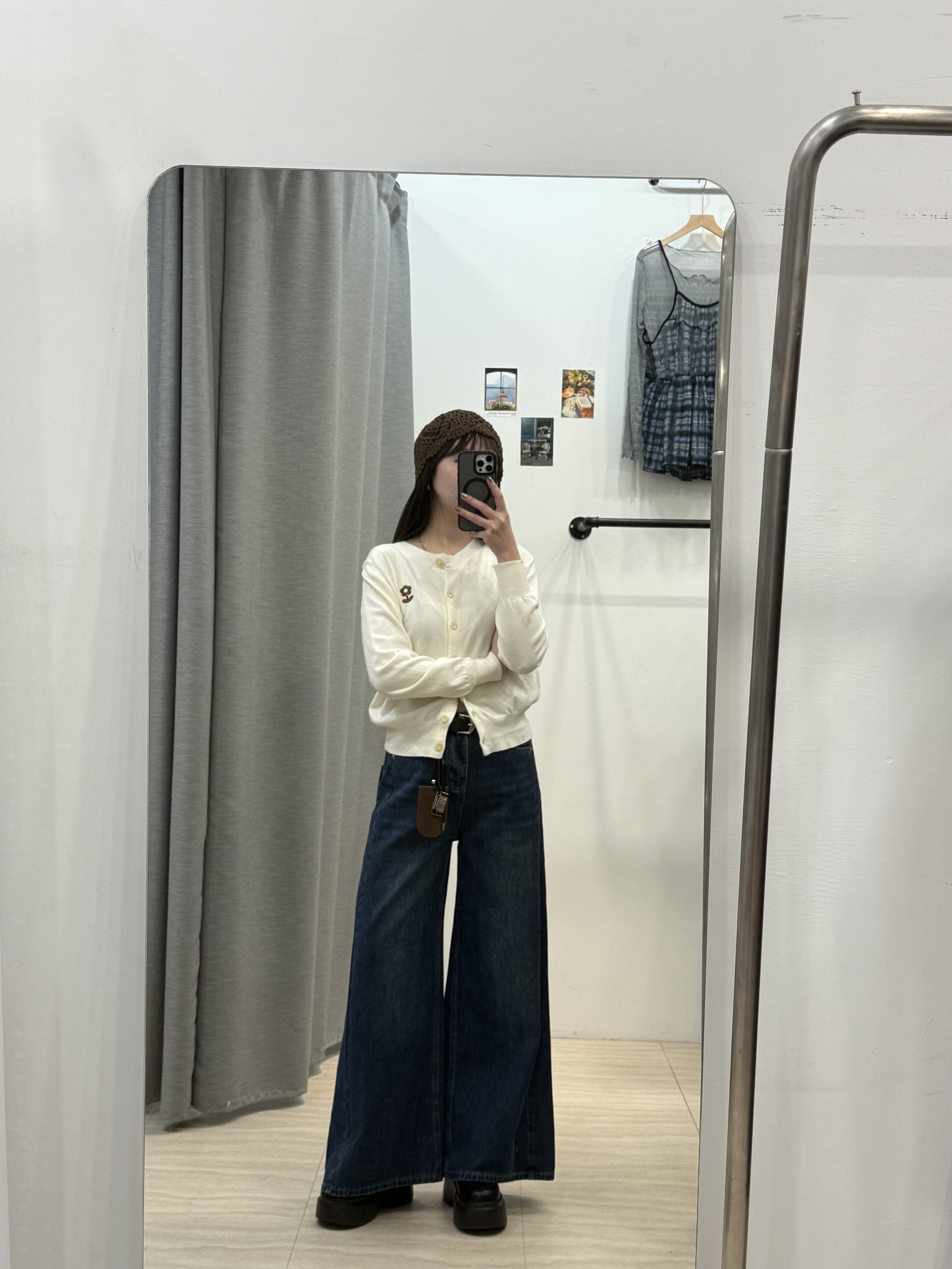 闊腿喇叭大寬褲附皮帶