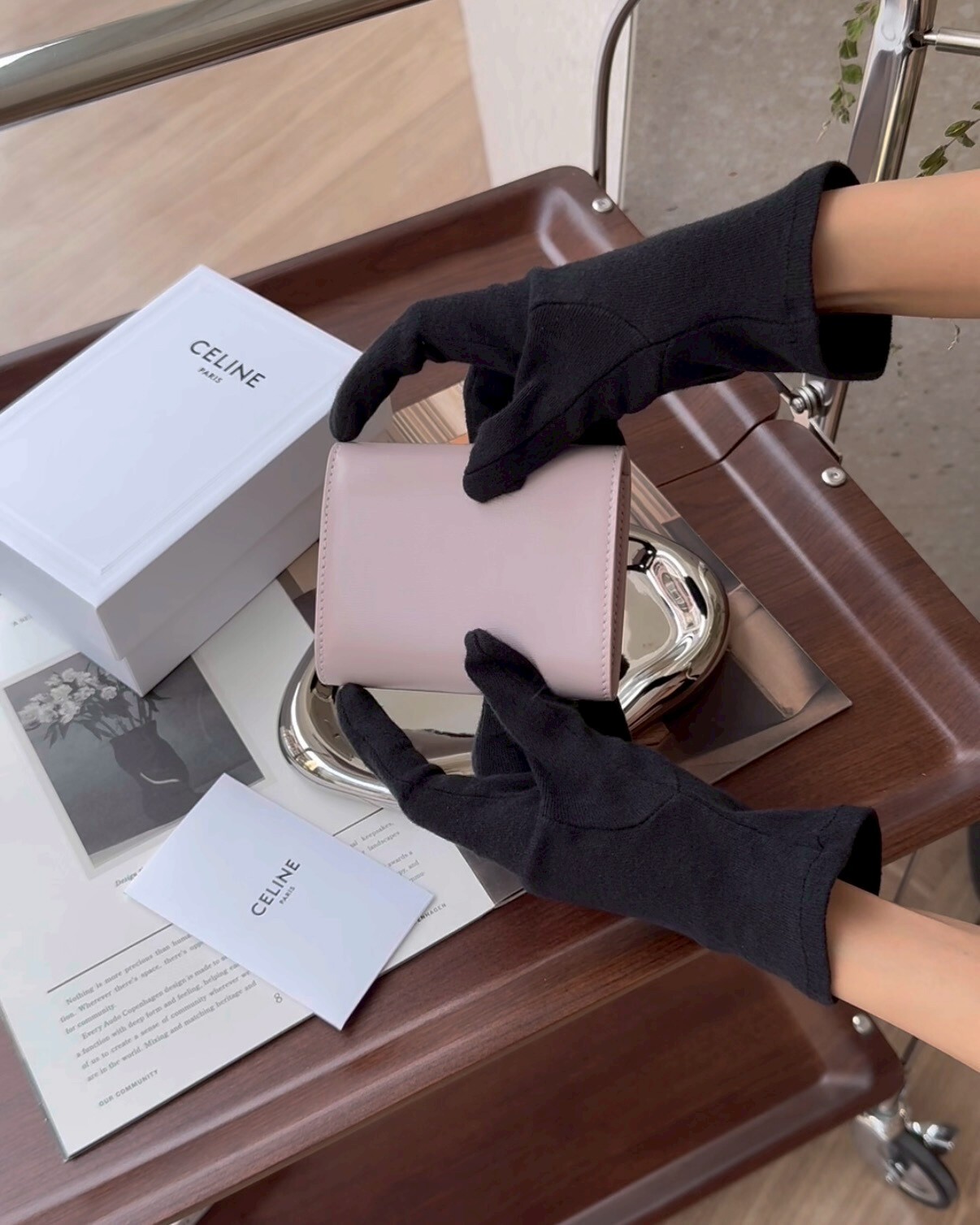 CELINE｜凱旋門三折短夾 淺粉色