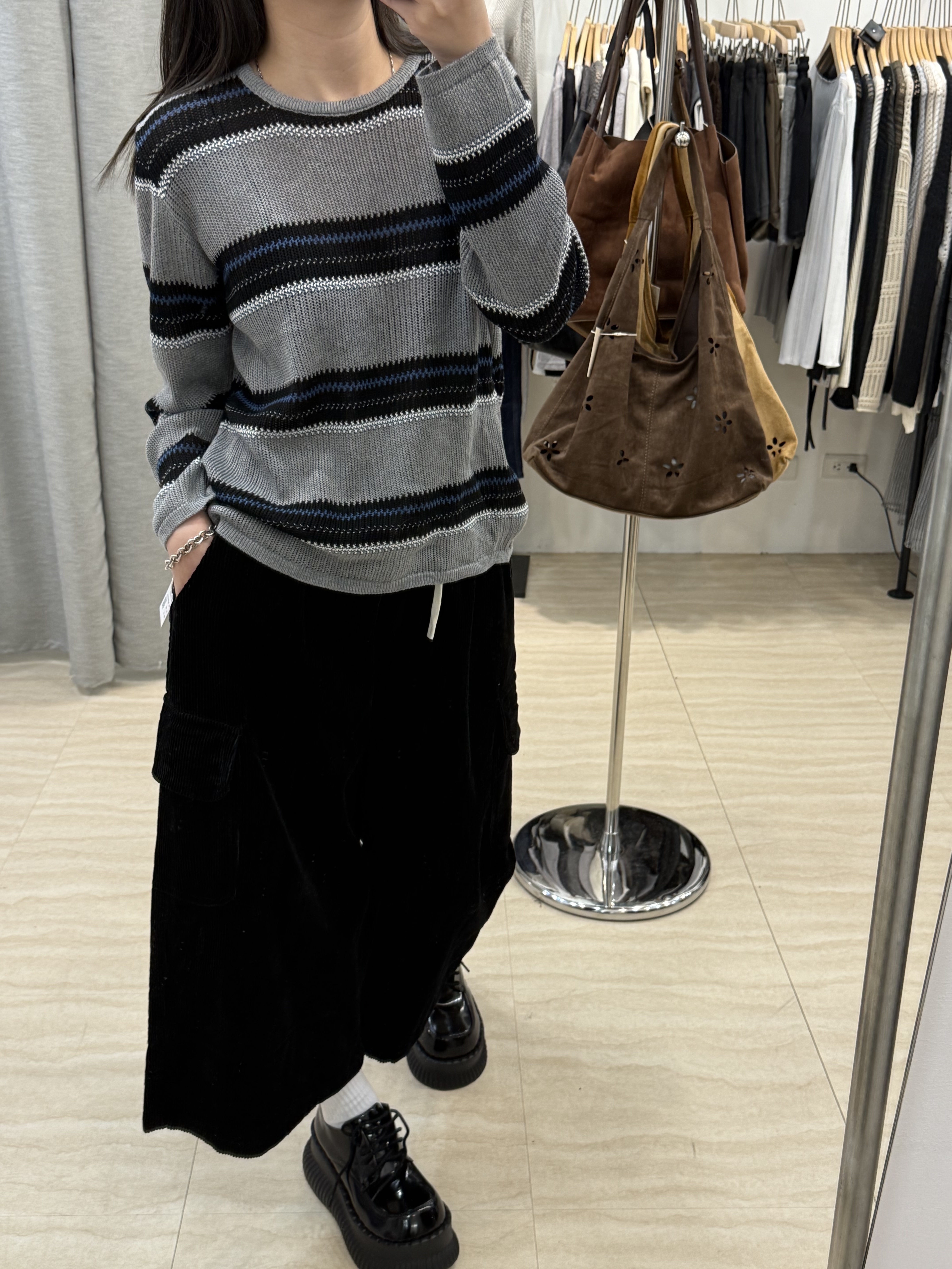 韓系條紋撞色針織