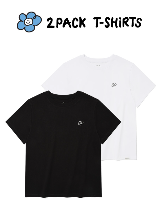 【直播】WACKY WILLY LL0919567 2件裝短袖上衣 (花花-1黑+1白)