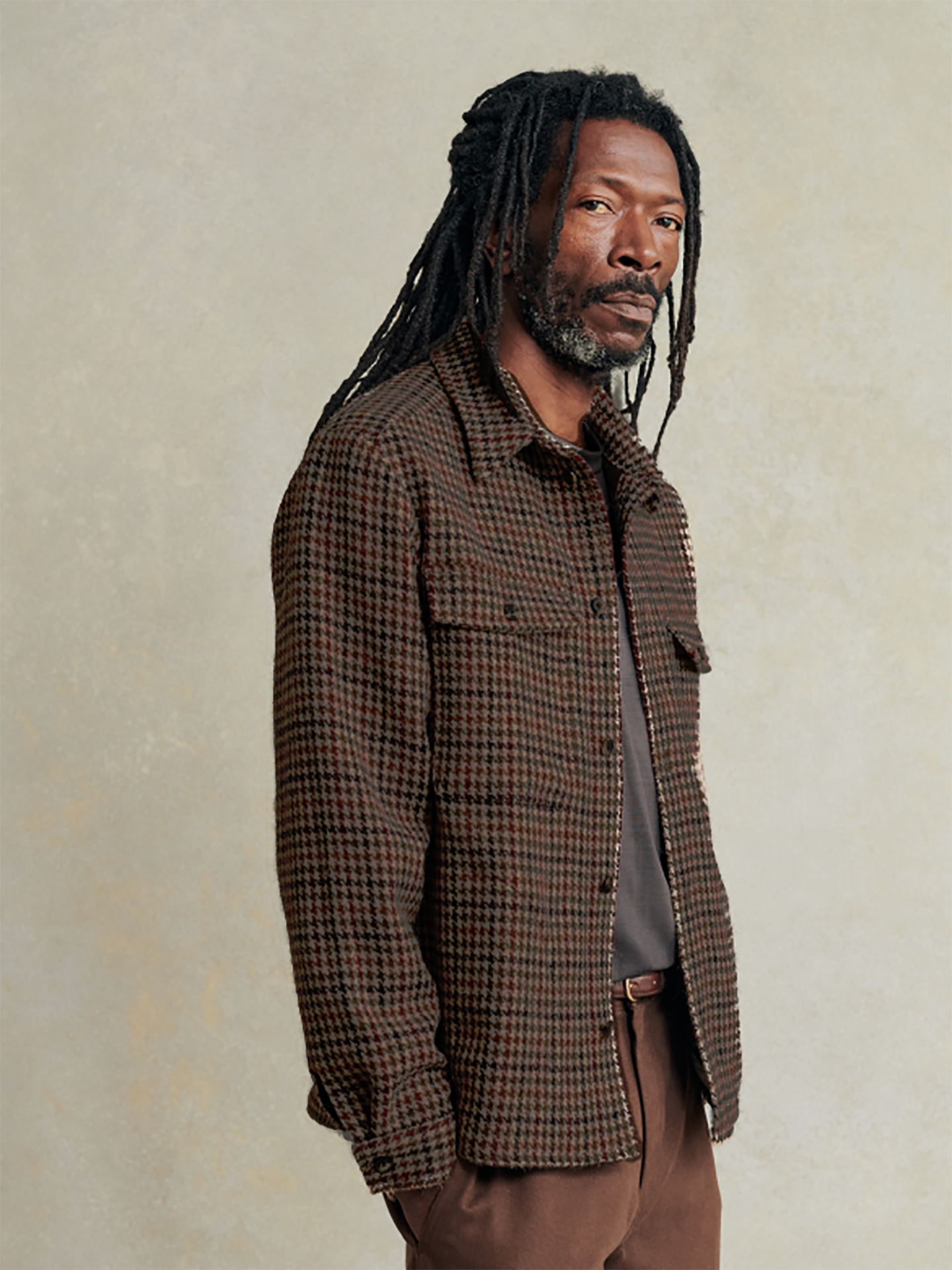 De Bonne Facture Overshirt Brick Red Houndstooth