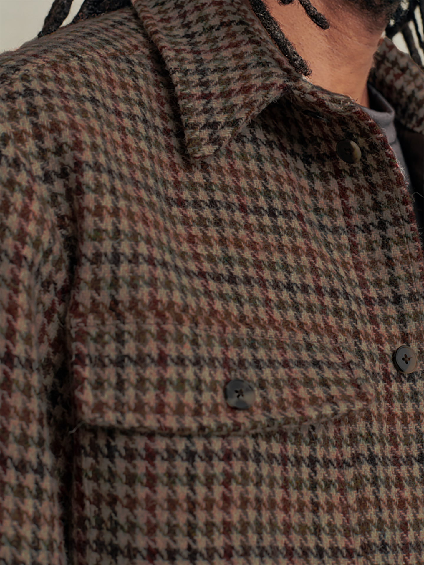 DE BONNE FACTURE チェック柄 長袖シャツ De Bonne Facture Overshirt Brick Red Houndstooth