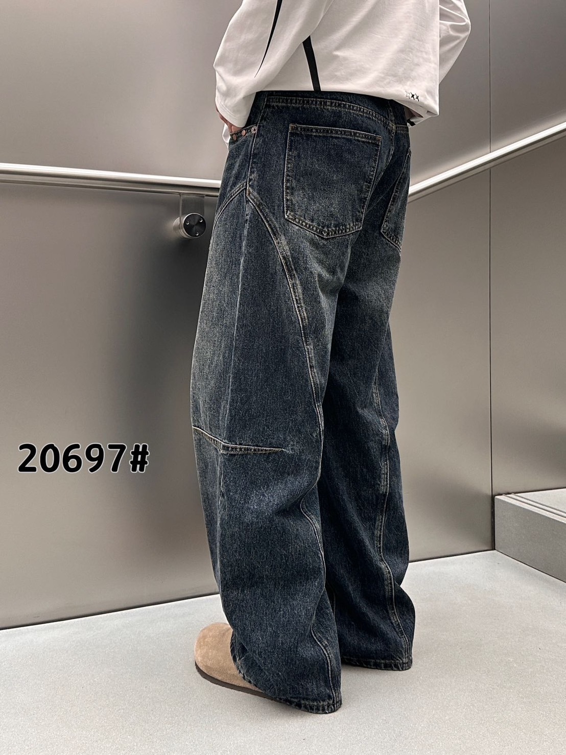 (GOAL) 美式復古解構設計直筒牛仔褲 附腰鏈 MDF M20697