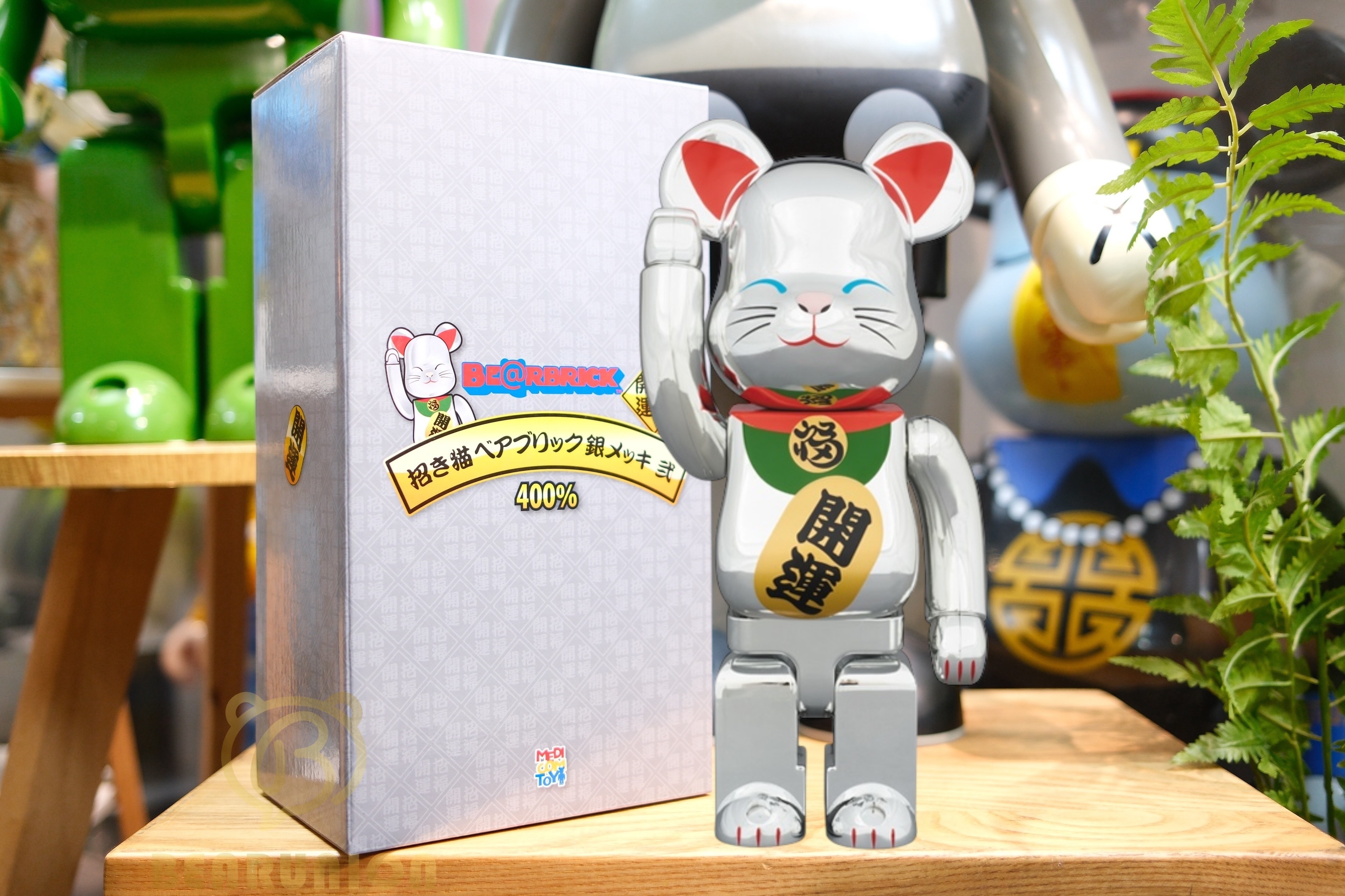 🥇現貨🥇 Bearbrick 400% 招き猫 銀メッキ 弐