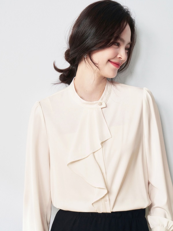 小立領巾雪紡襯衫 三色