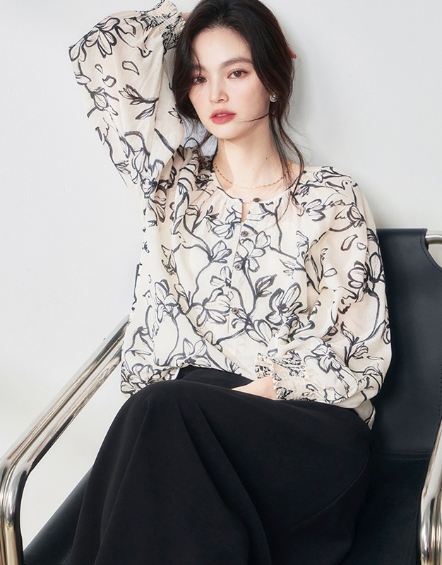 圓領天絲亞麻上衣 米白