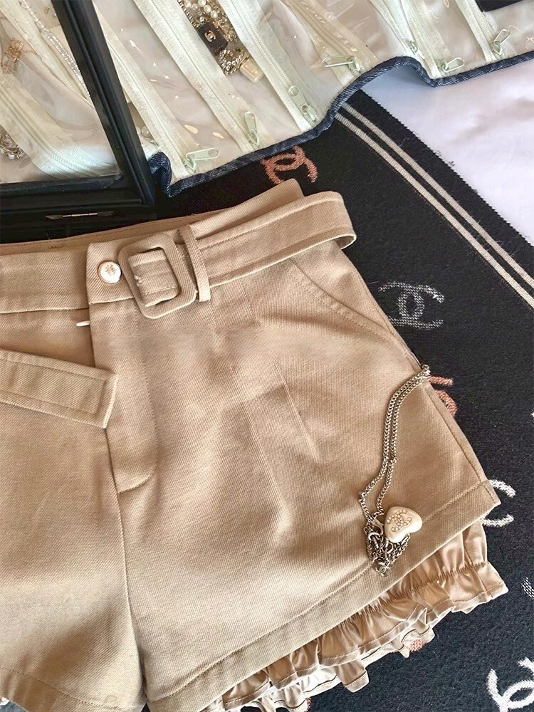 設計師家天絲混紡內裡延伸南瓜卡其短褲