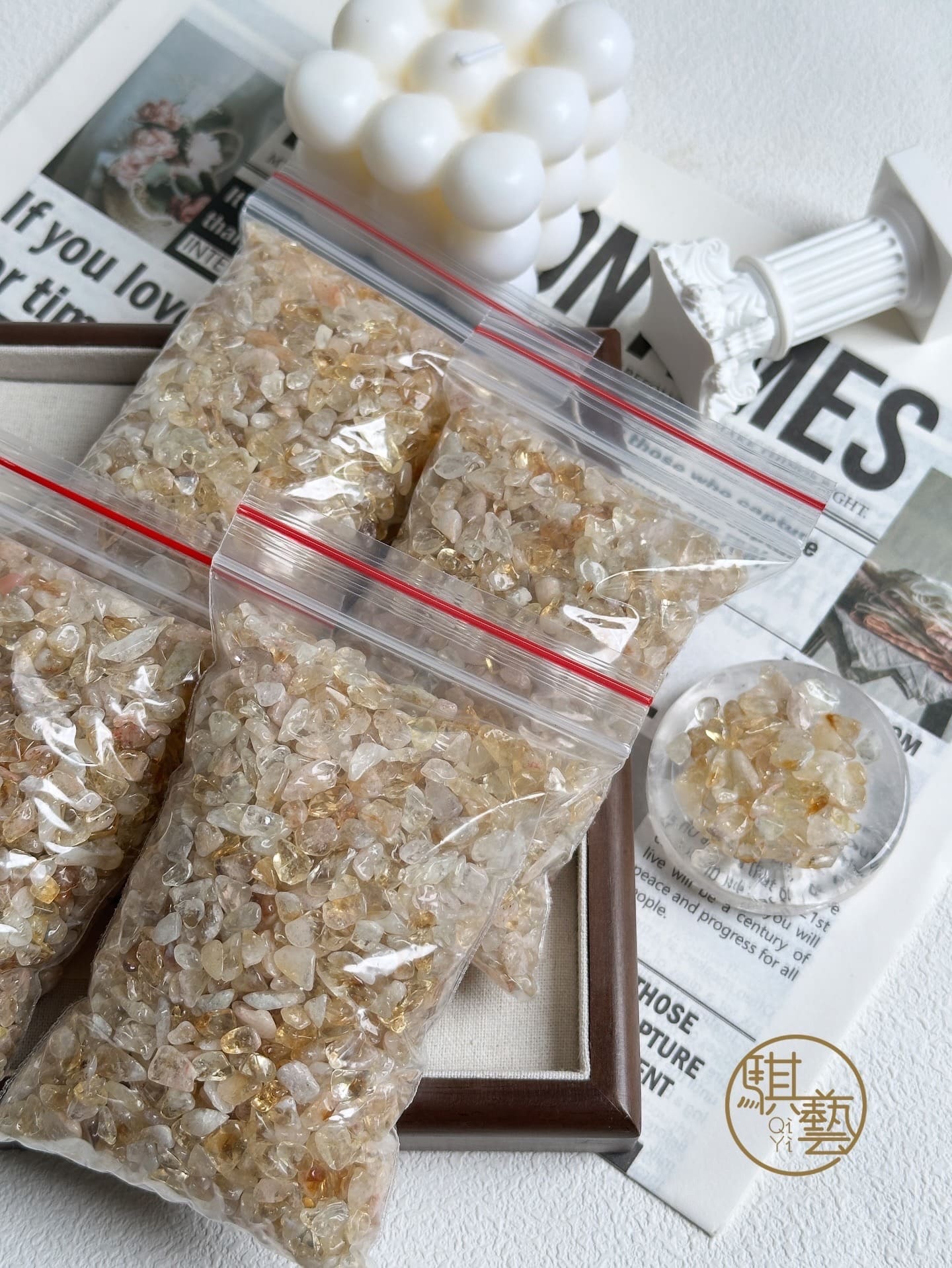 黃水晶碎石 300g｜招財聚寶・淨化能量・開運裝飾