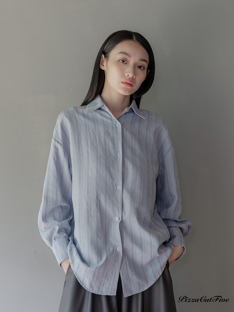 [兩件1580]條紋長袖襯衫 PizzaCutFive PCF253401019
