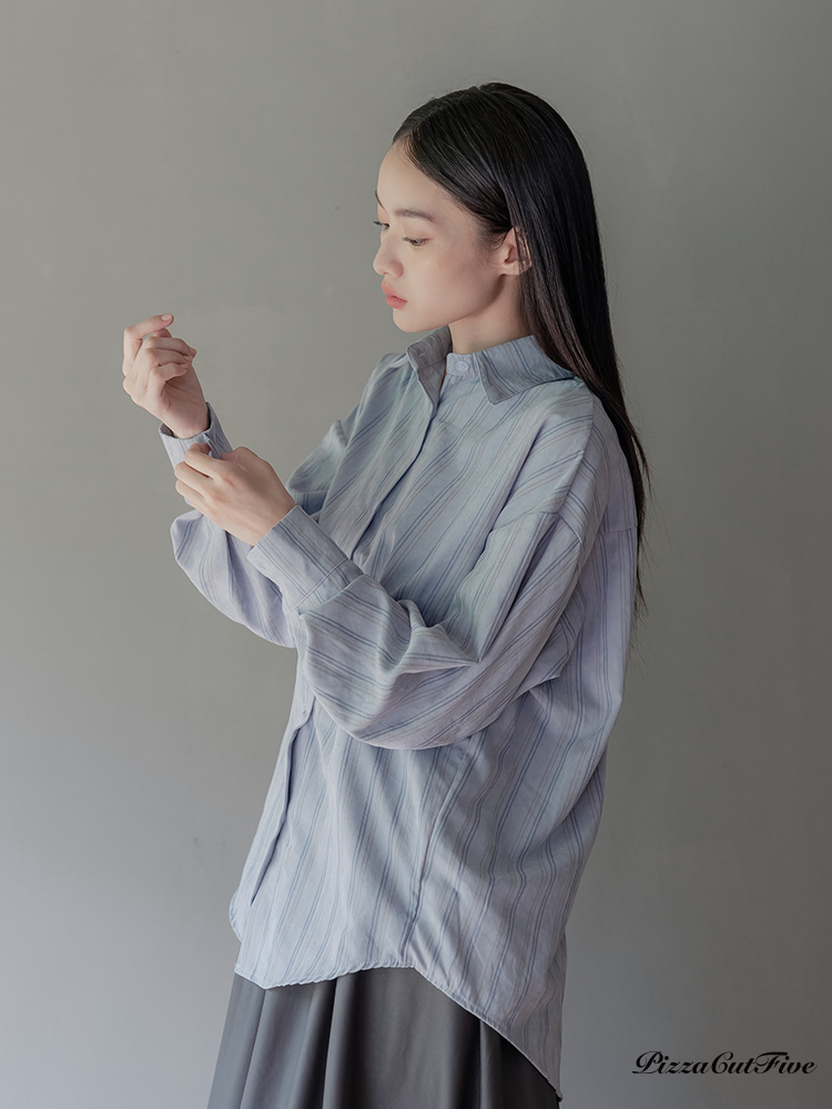 [兩件1580]條紋長袖襯衫 PizzaCutFive PCF253401019