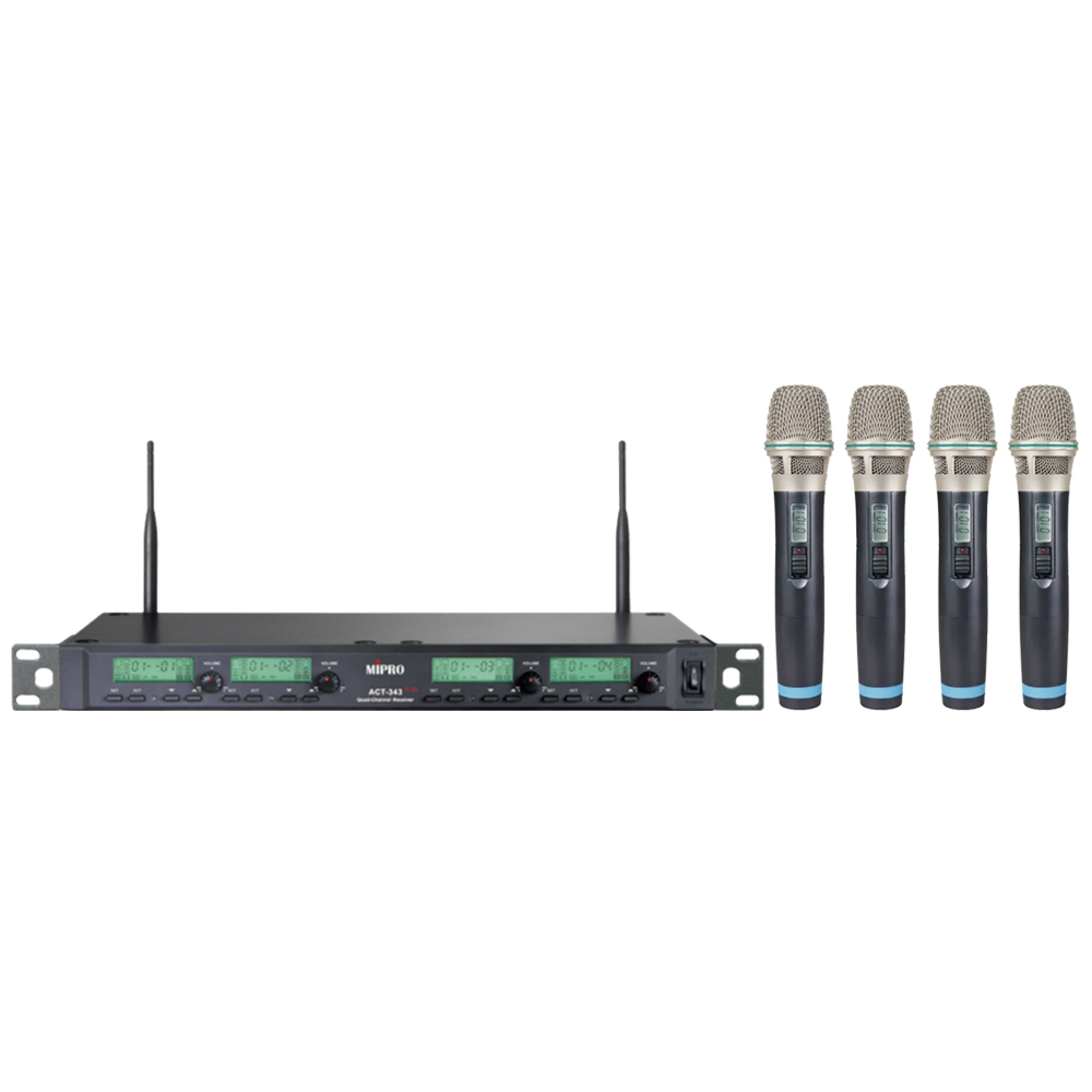 MIPRO ACT-343PLUS/ACT-32H×4（MU-90）｜雙頻道無線系統 手持麥克風組