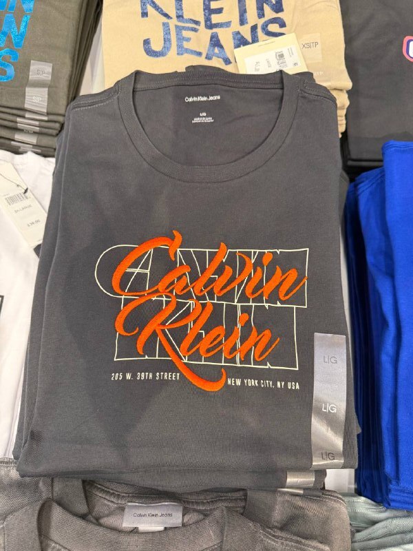 [U] CK IRON GREY MEN'S CURSIVE EMBROIDERY T-SHIRT, SP40615887-4RD894G021 (UCK41)