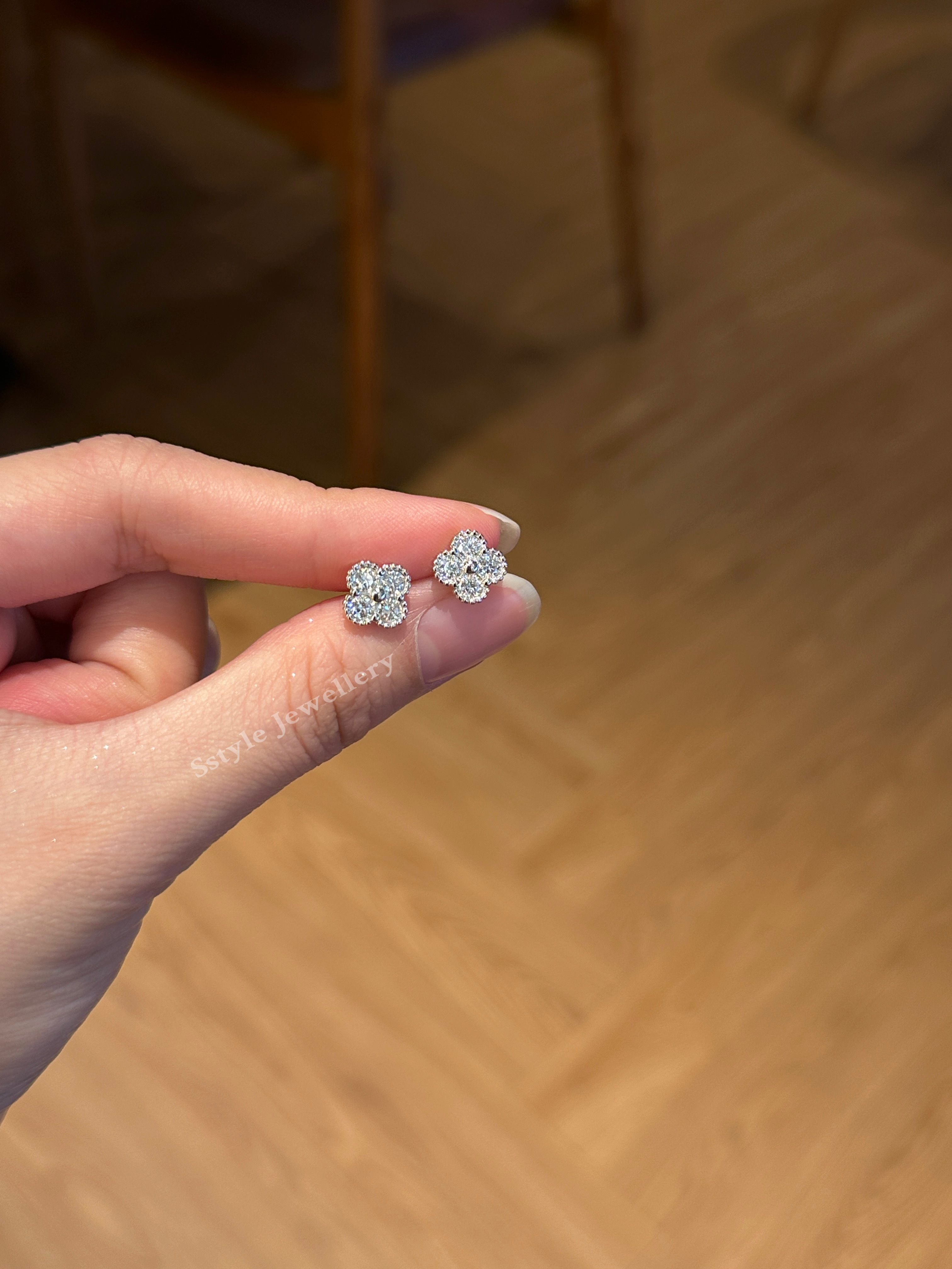 Lucky Clover moissanite earrings