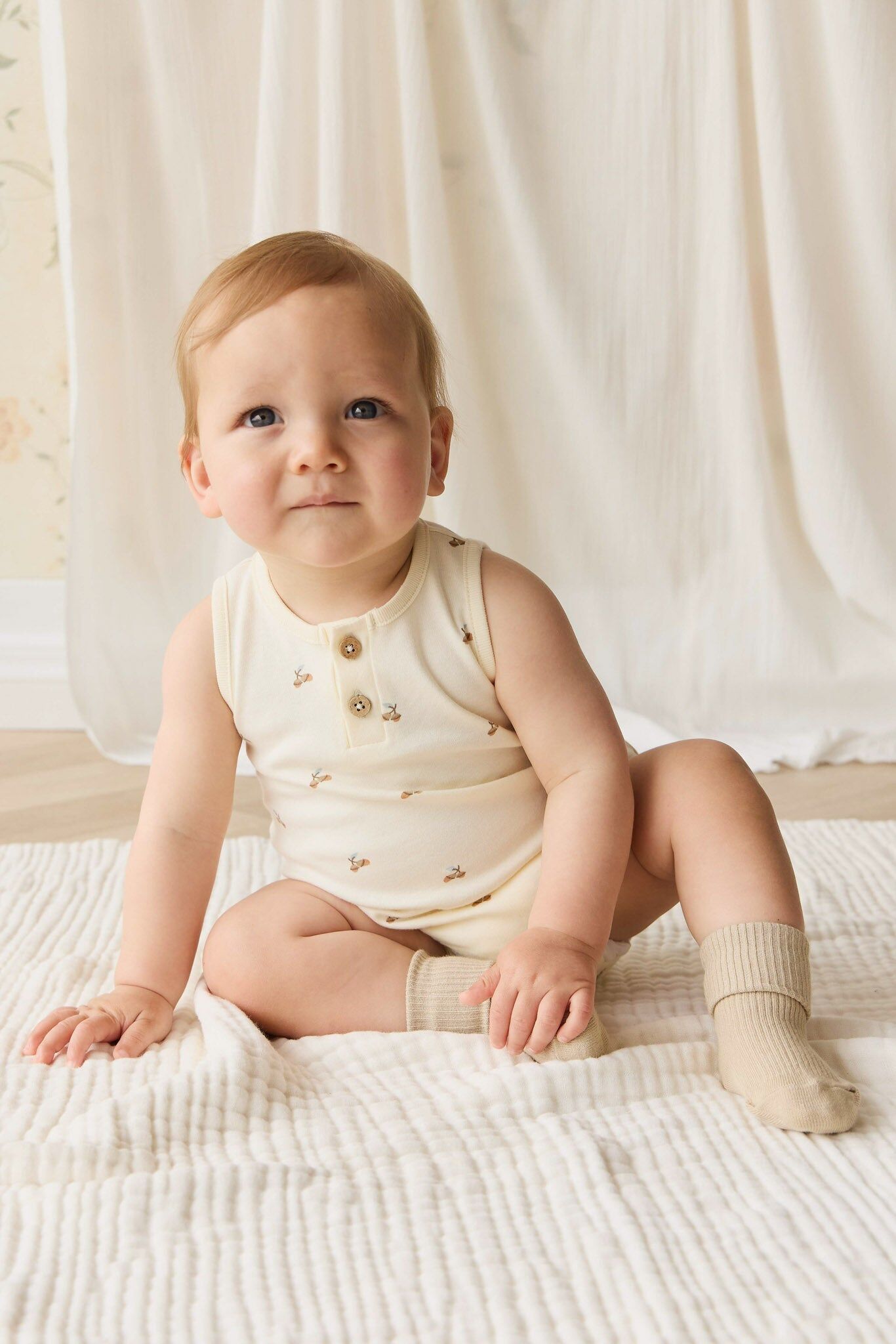 【預購】JAMIE KAY - Organic Cotton Archie Playsuit（Forest Night Acorns）