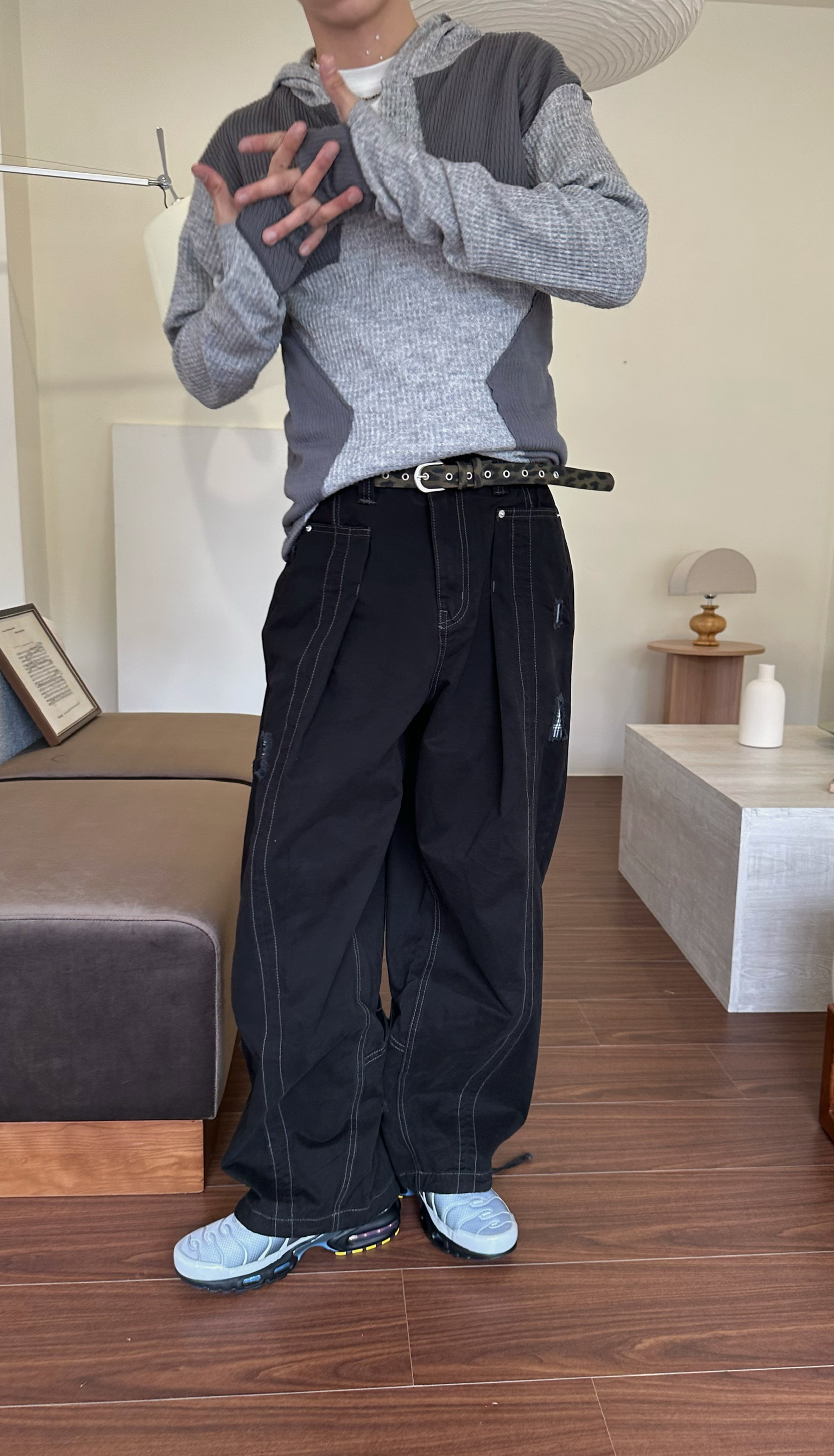 造型格紋牛仔褲