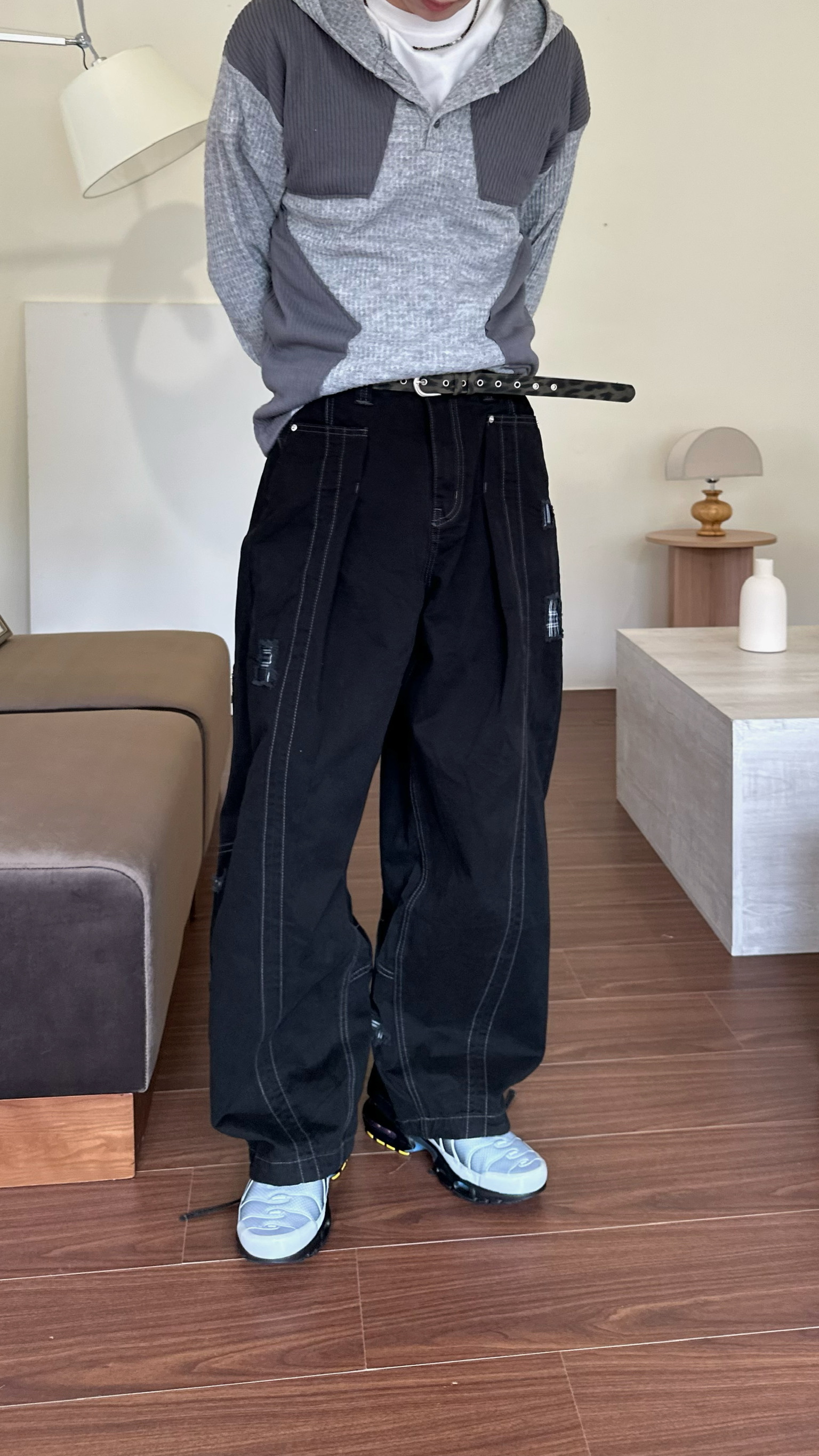 造型格紋牛仔褲