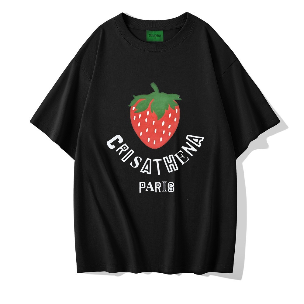 0917cr171-Crisathena-Strawberry T-Shirt in Black,Red,Green(S-XL) (A171黑色)(A172白色)