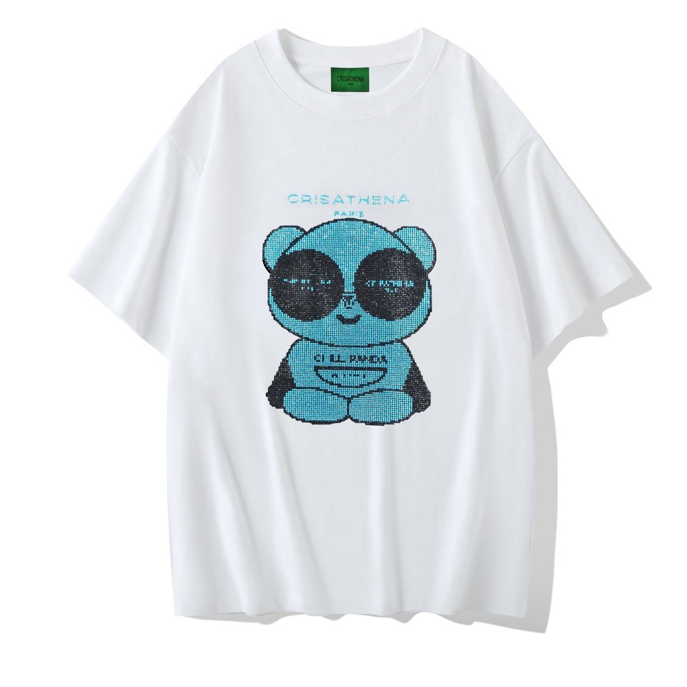 0917cr128-Crisathena-X Chill Panda T-Shirt Glam in Blue(XS-XXL) 白石閃閃(A128)