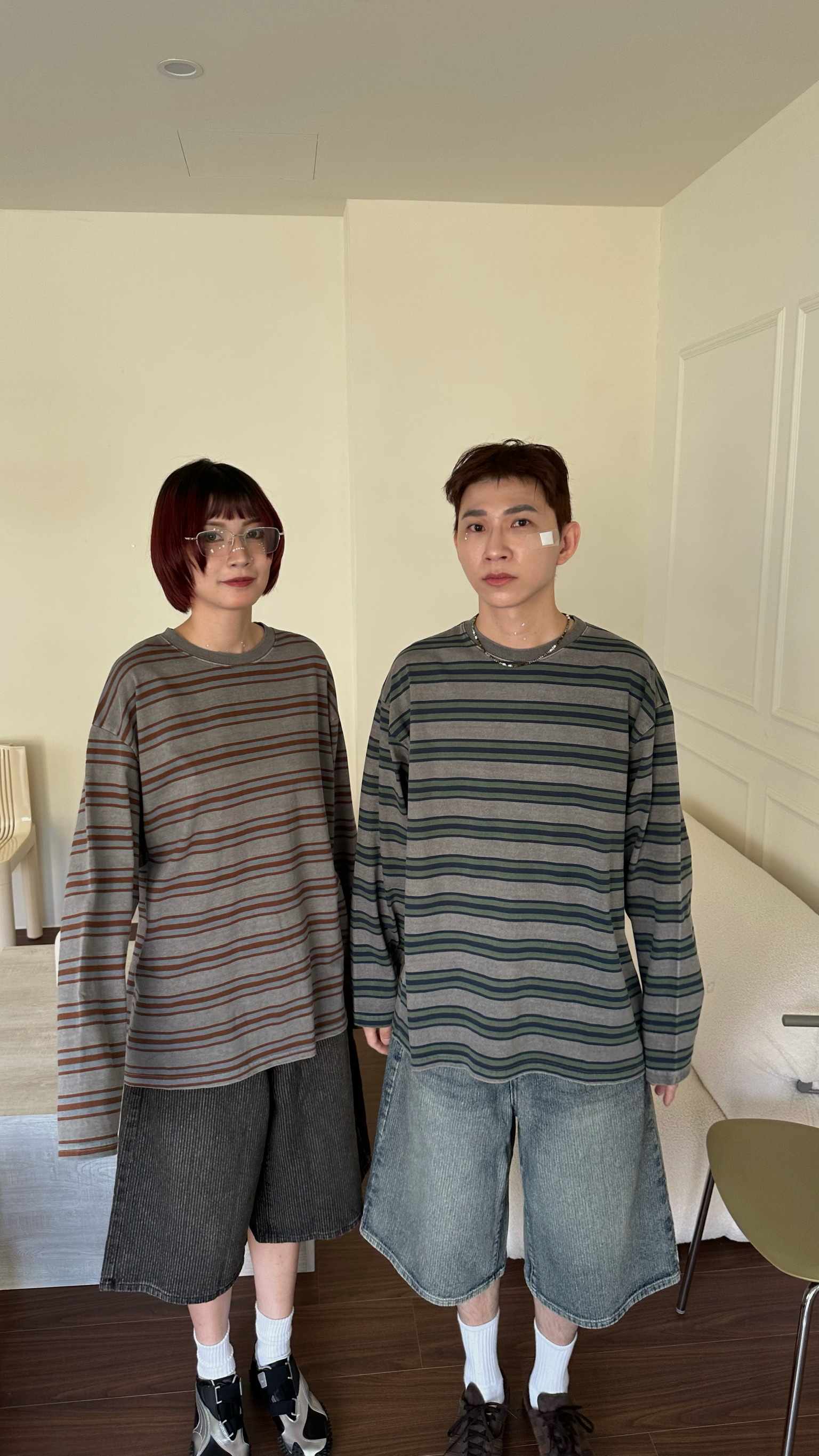 洗舊質感條紋T shirt