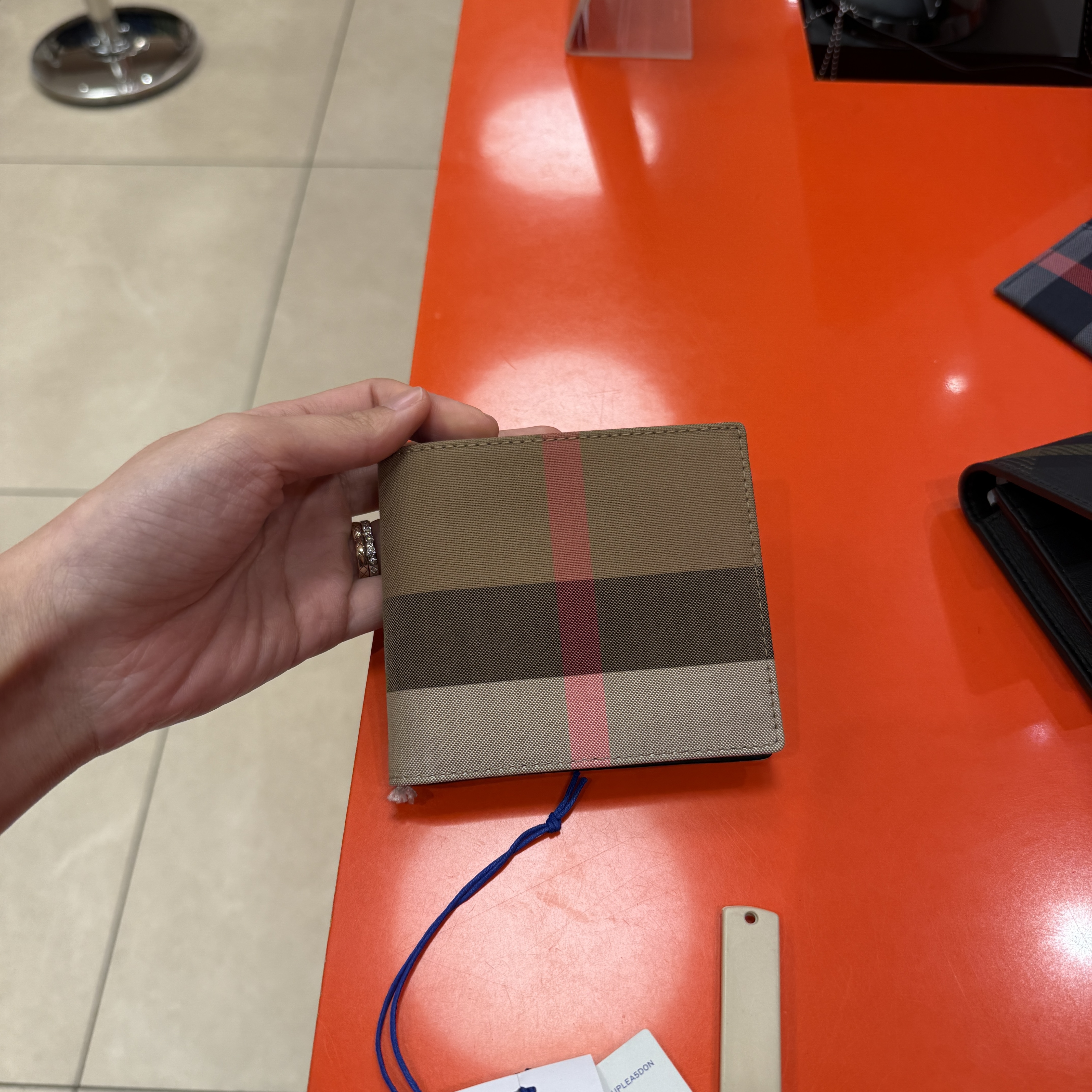 Burberry REG CC Bill check Bi-fold Wallet Taupe Brown