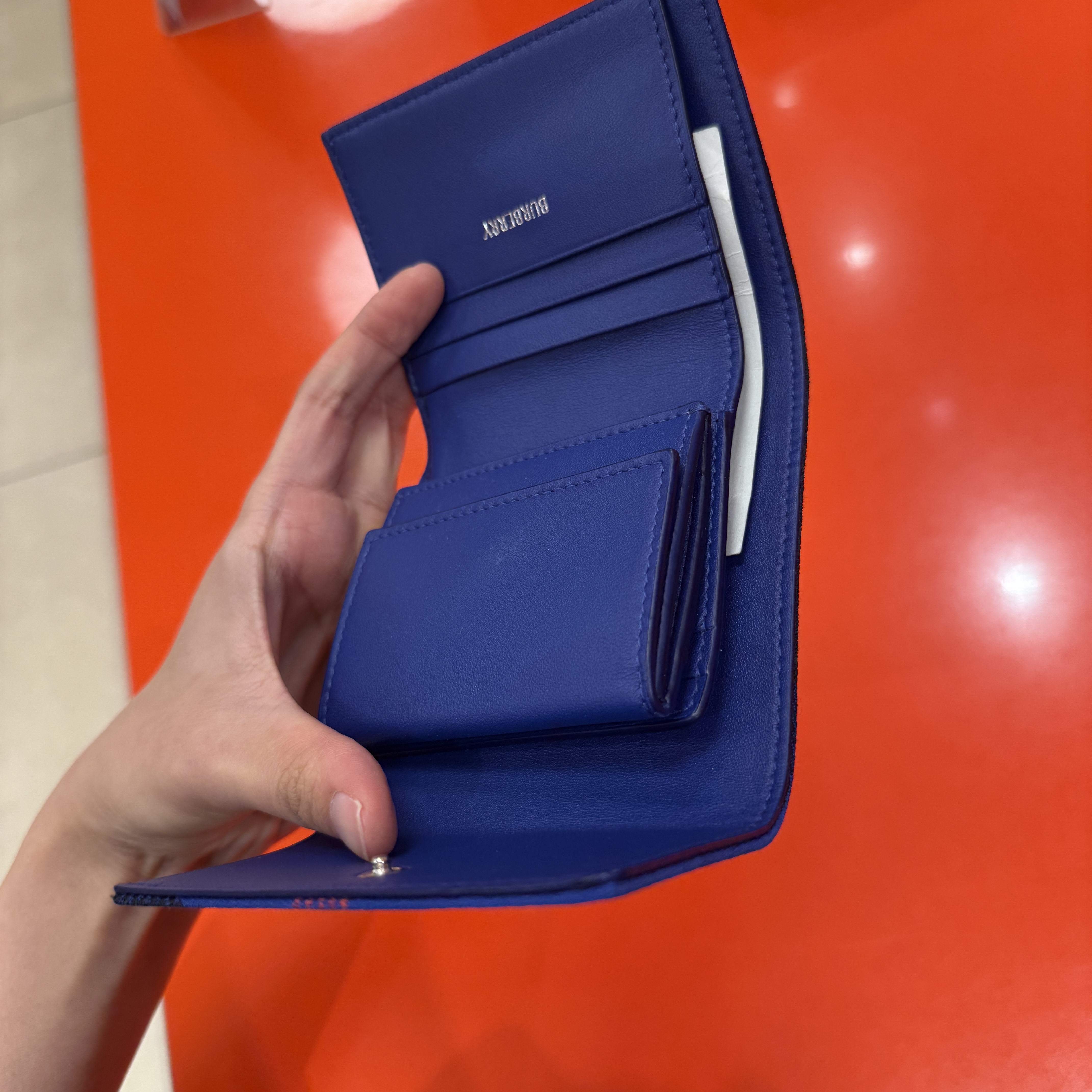 Burberry compact Tri-fold wallet royal blue