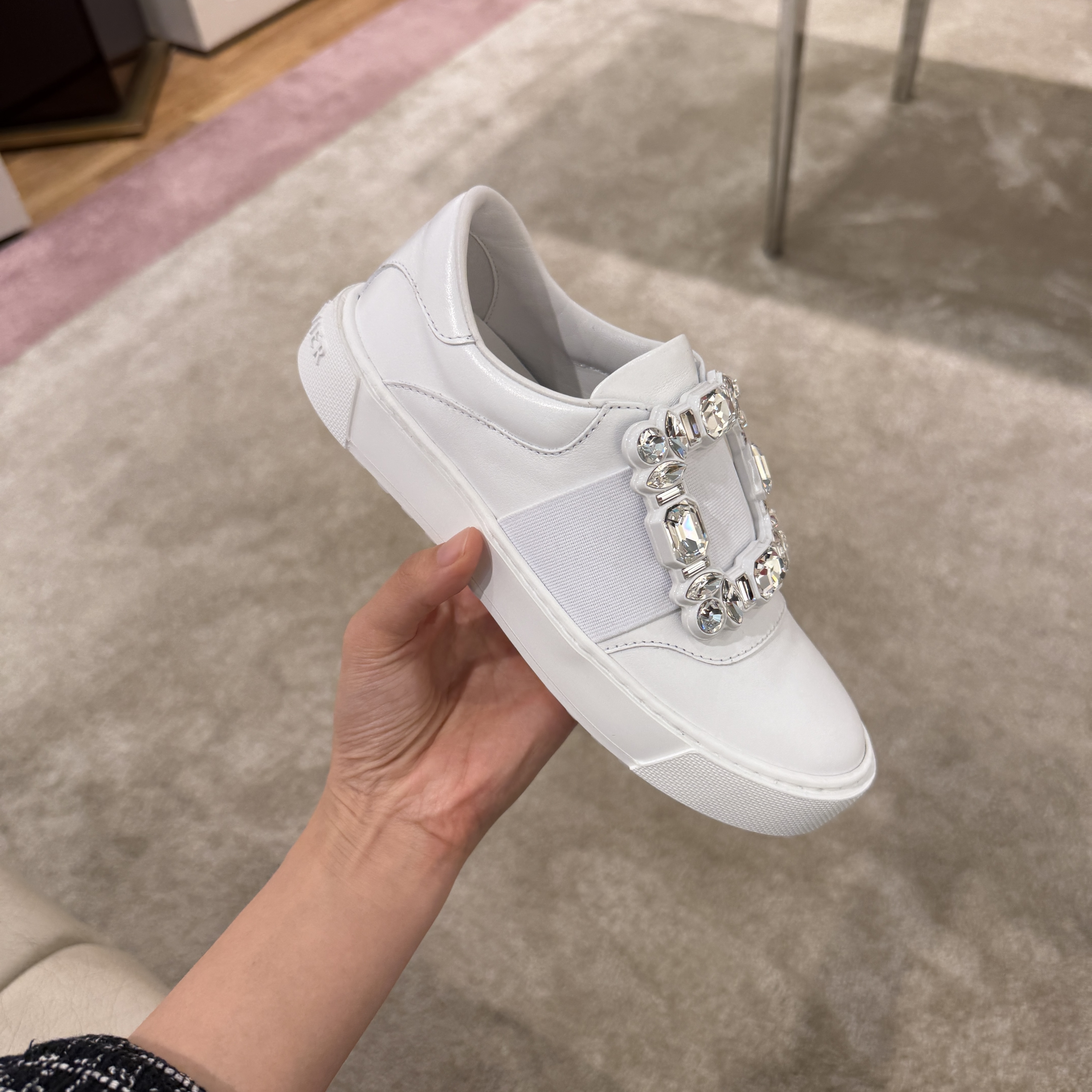 Roger Vivier RV Leather Very Vivier Slip On Sneakers white