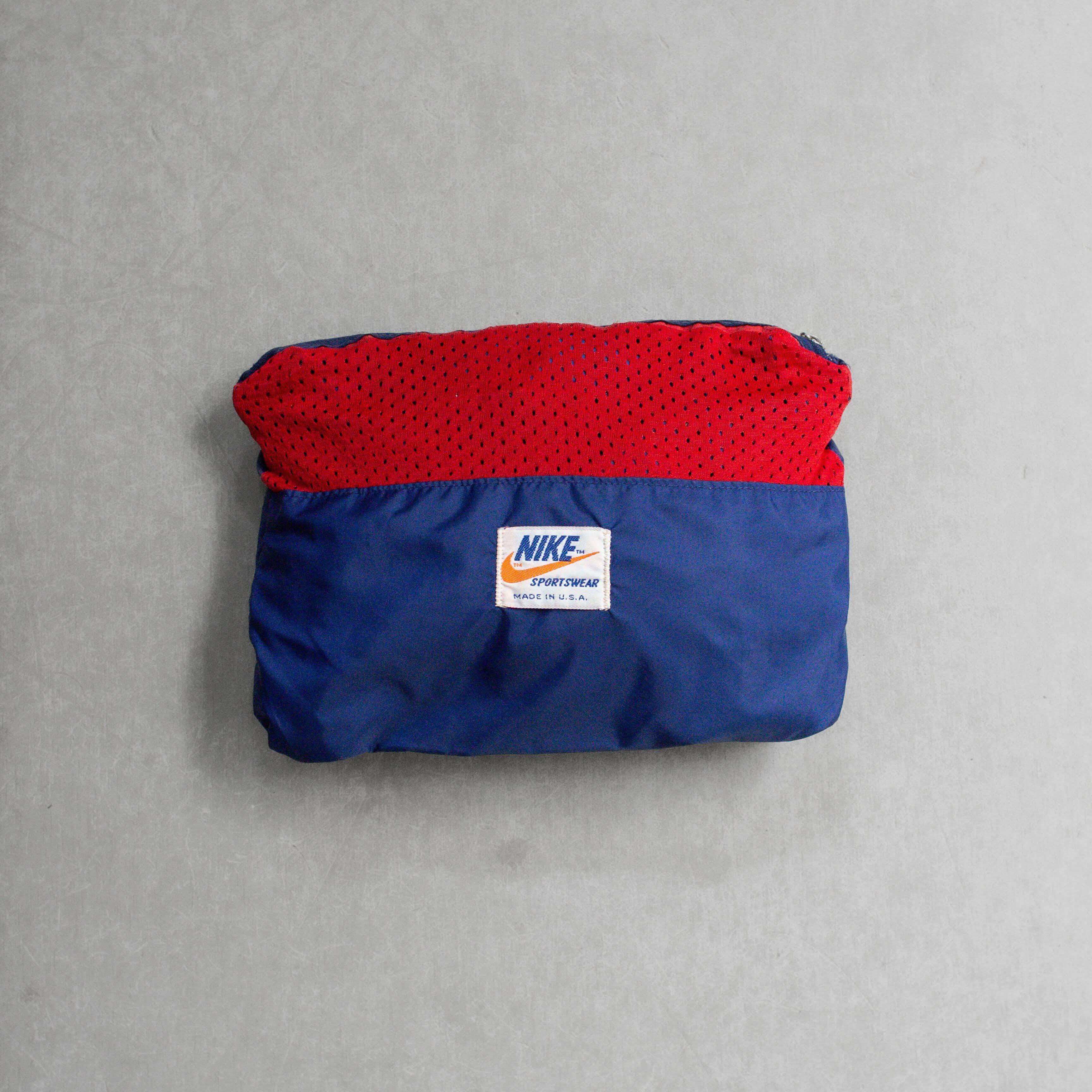 70S NIKE WINDBREAKER ANORAK 美國製 深藍 連帽 尼龍 防風 套頭外套 S