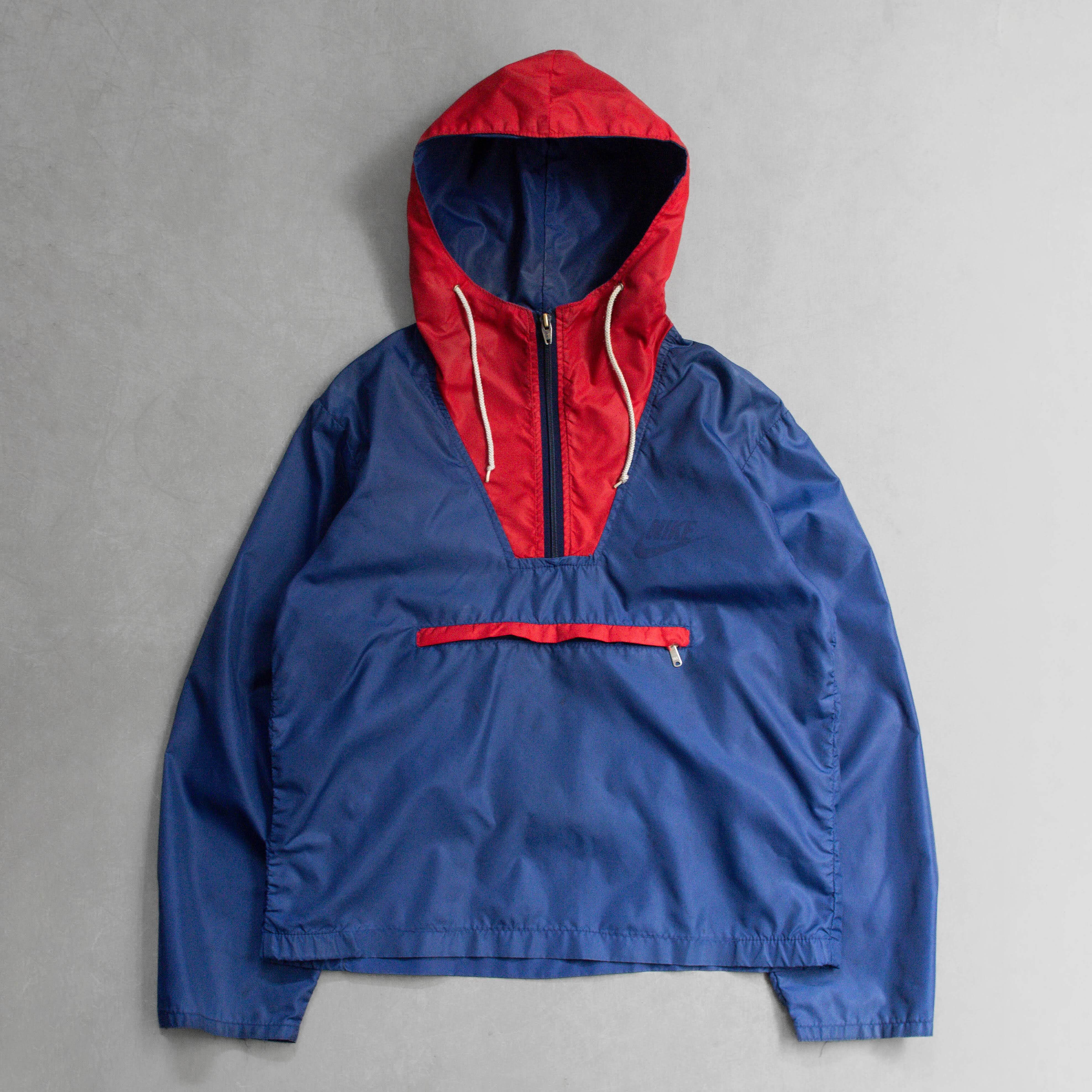 70S NIKE WINDBREAKER ANORAK 美國製 深藍 連帽 尼龍 防風 套頭外套 S