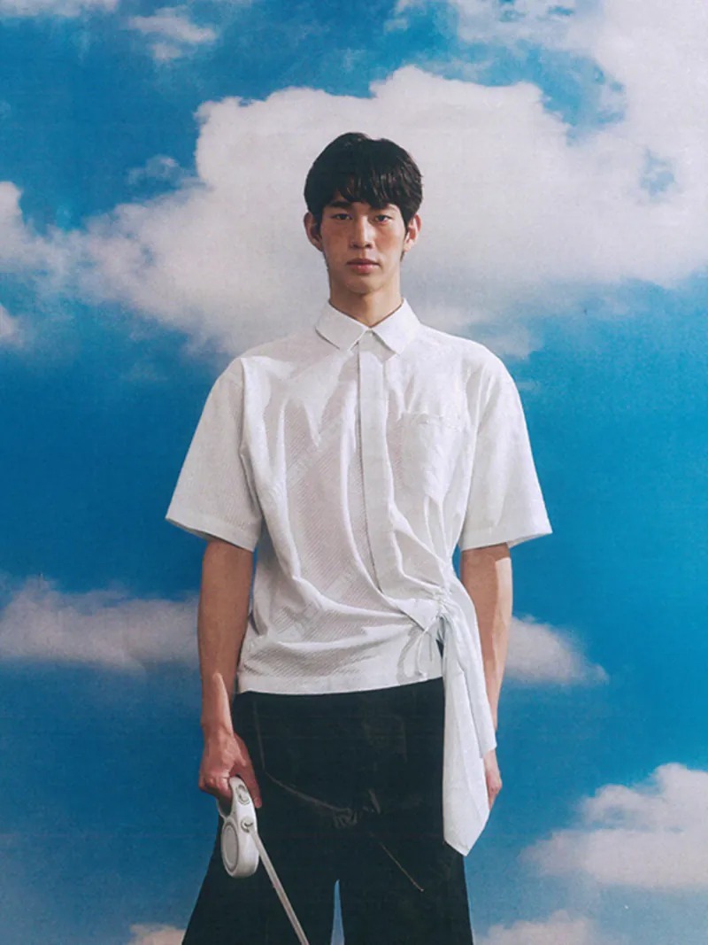 Enclave｜Bias-Cut “Cruise” Short-Sleeves Shirt (Blue)