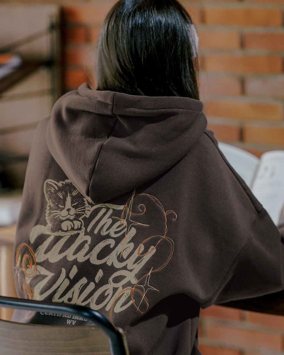 <預購> 韓國WV PROJECT Wacky Hood胖胖貓高磅刷毛帽T🐾