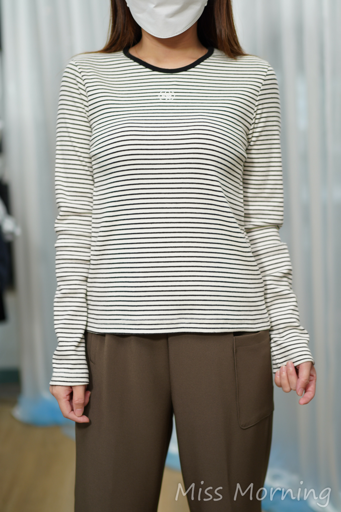 靚棉彈彈彈條子襯衣(14795)