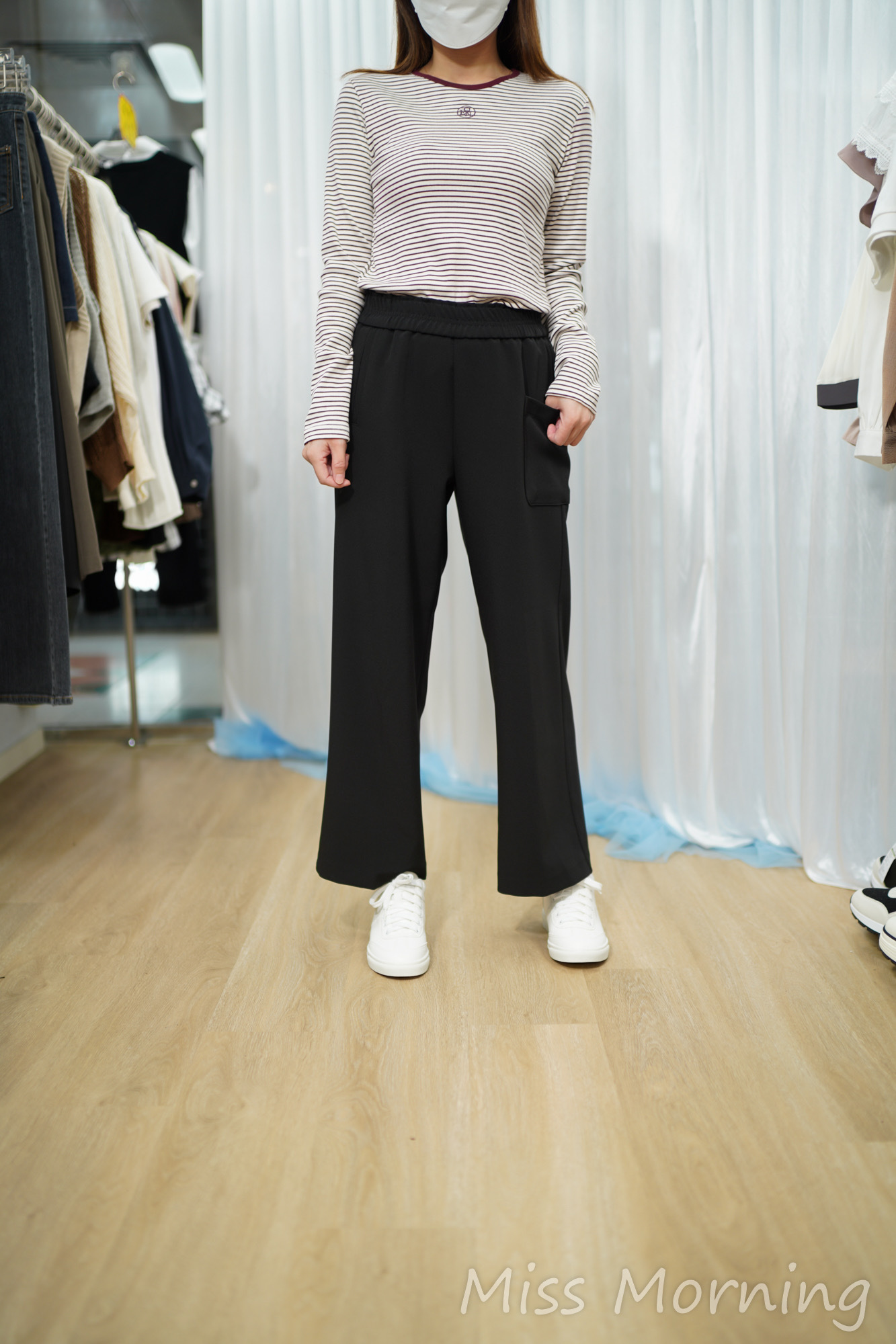 靚棉彈彈彈條子襯衣(14795)