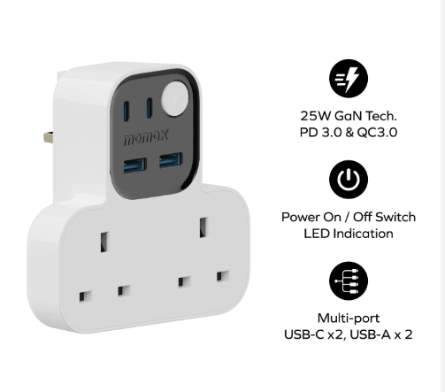 Momax |1-Charge Work Flow USB + 2口T型插座