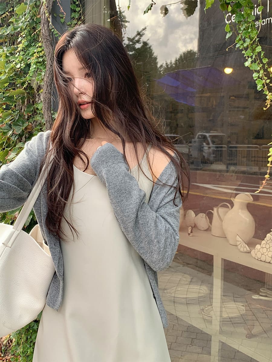 韓國Cherrykoko授權 韓系復古色調混羊毛針織開襟衫