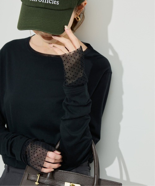 [預購] SLOBE IENA 點點薄紗拼接長袖T恤  日本製