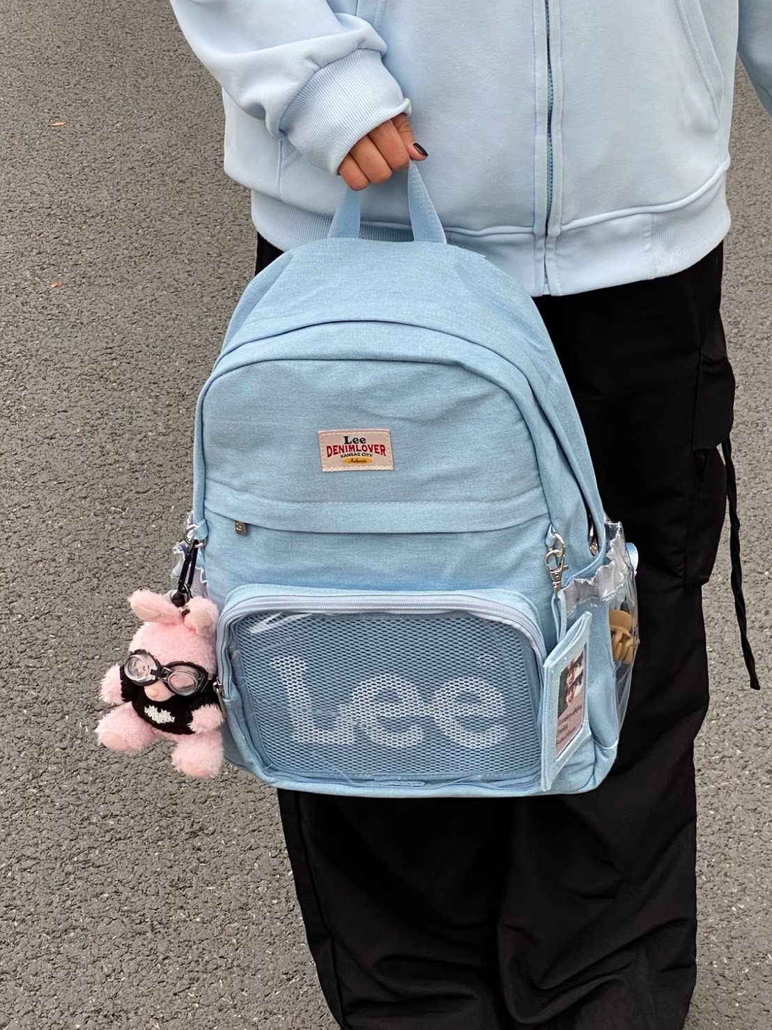 LEE 多功能 透明 隔層 雙肩包