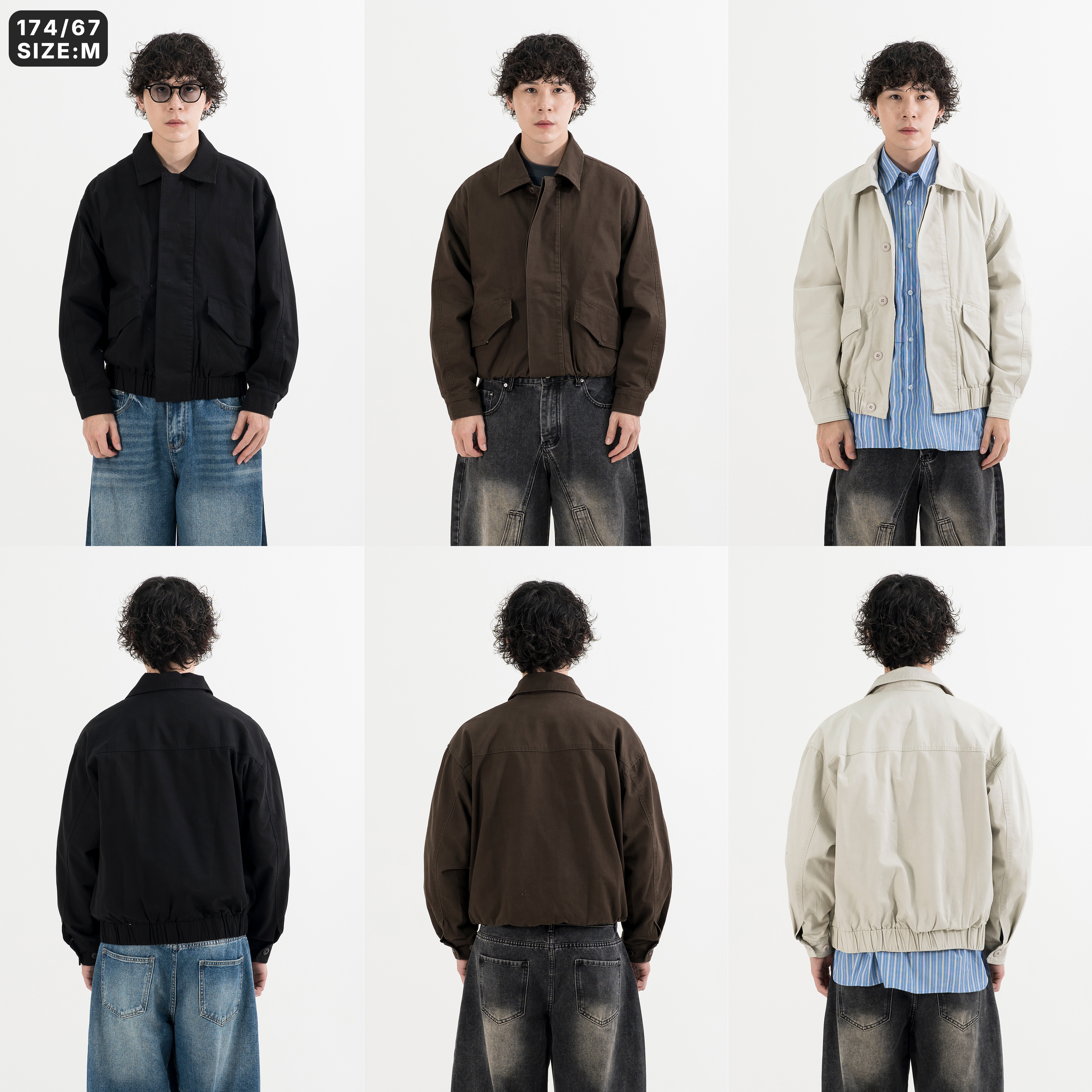 Cropped Bomber Jacket 寬短 翻領 飛行外套 [B-2573]